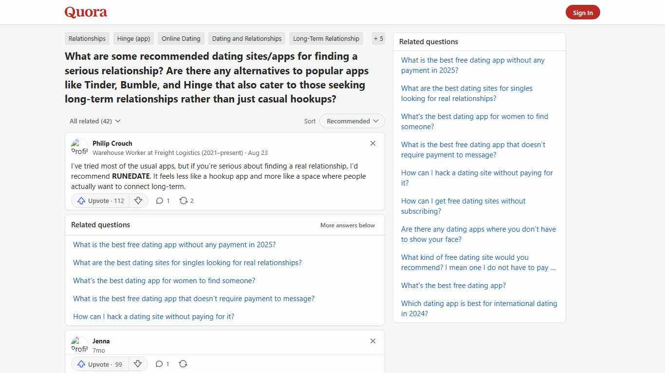 What are some recommended dating sites/apps for finding a serious relationship? Are there any alternatives to popular apps like Tinder, Bumble, and Hinge that also cater to those seeking long-term relationships rather than just casual hookups? - Quora